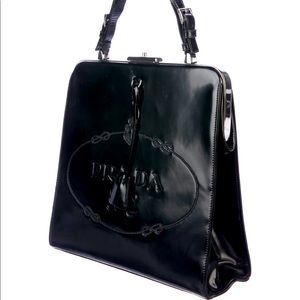 Prada Spazzolato Frame Bag Black Leather